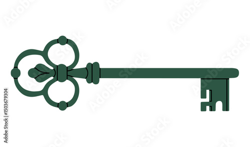 Vector illustration of colorful antique key isolated on white background. can be used in interior design concepts, event invitations, logo creations, travel brochures, treasure hunt games etc.