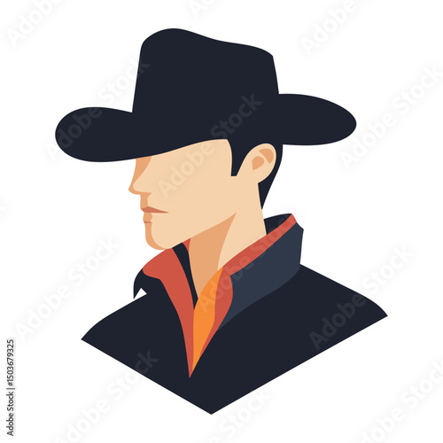 Cowboy Profile Icon Avatar Icon against white background