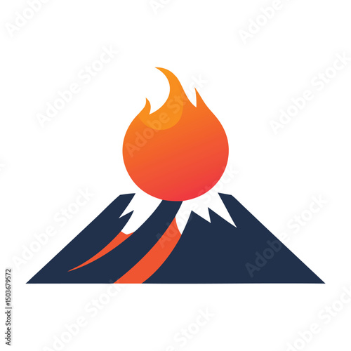 Volcano Fire Logo Icon against white background