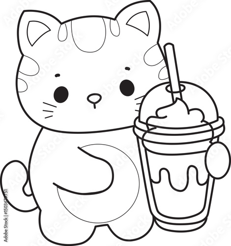 Lineart of a bunch of cute cat with various activities.
Outline ofkKawaii animal kitty for scrapbook and sticker.