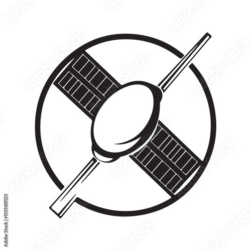 Vector icon of a satellite, representing space technology, communication, GPS, and scientific exploration