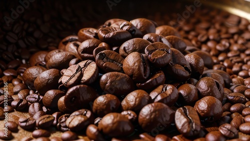 Close-up view of coffee beans. photo