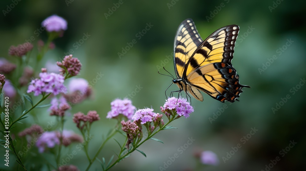 Butterfly with Proboscis in Nectar Bloom Butterfly with Proboscis in Nectar Bloom