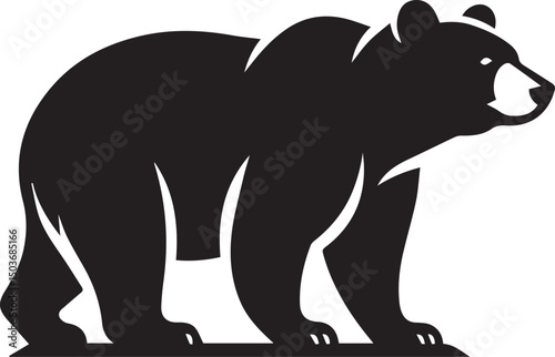 black and white bear, bear silhouette vector icon full body