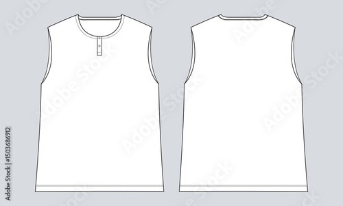 Sleeveless t shirt tops blouse technical drawing template for ladies