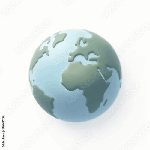Detailed Global Earth Illustration with Blue and Gray Land Masses