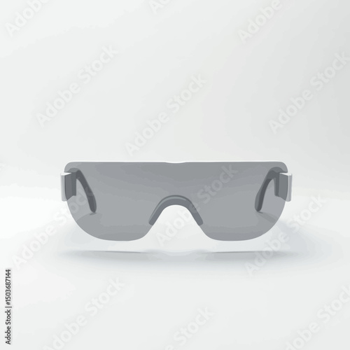 Gray Shield Sunglasses Fashionable Eyewear Isolated on White Background
