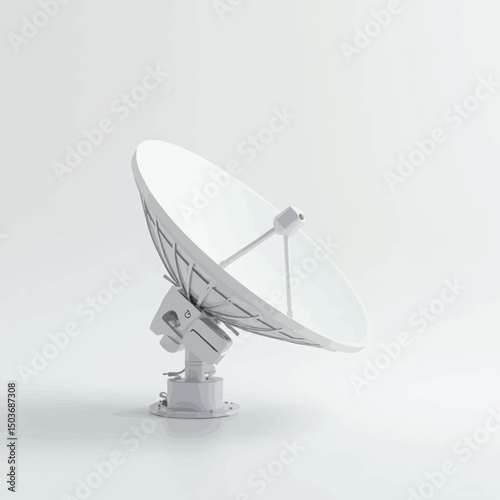 Satellite Dish Antenna Technology Communication on Plain White Background