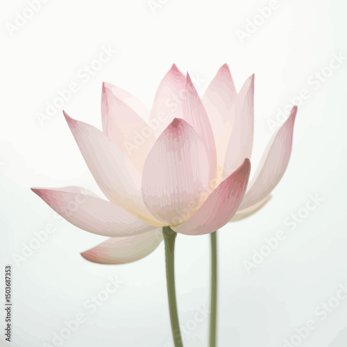 Single Pink Lotus Flower on White Background in Studio Lighting