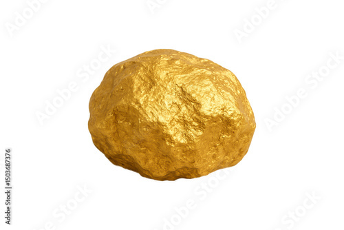 Bild auf Leinwand Single gold nugget isolated on white background, natural precious mineral with r