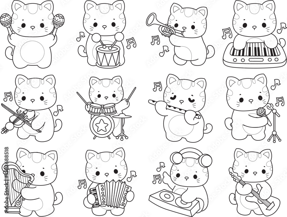Outline of a bunch of cute cat with various activities.
Lineart of Kawaii animal kitty for scrapbook and sticker. Outline of a bunch of cute cat with various activities.
Lineart of Kawaii animal kitty for scrapbook and sticker.