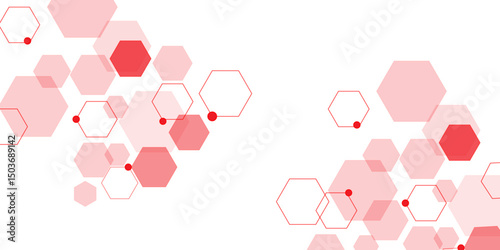 Abstract white background with red hexagons seamless pattern and geometric in vector design. Futuristic blue neon honeycombs. Modern technology design .Minimal style website banner, decoration .