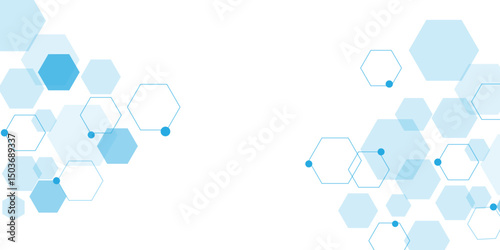 Abstract white background with blue hexagons seamless pattern and geometric in vector design. Futuristic blue neon honeycombs. Modern technology design .Minimal style website banner, decoration .