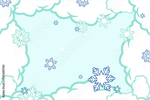 Cute Snowflake Winter Background ,Christmas Holiday Illustration, kawaii snowflakes, template kawaii snowflakes