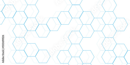 Abstract white background with blue hexagons seamless pattern and geometric in vector design. Futuristic blue neon honeycombs. Modern technology design .Minimal style website banner, decoration .