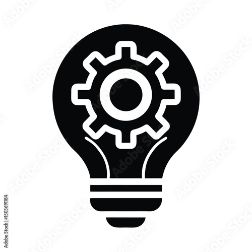 light bulb gear inside icon vector illustration