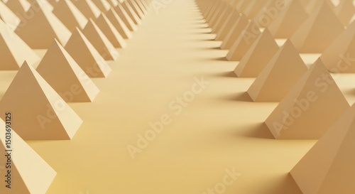 Abstract Geometric Composition of Repeating Pyramid Shapes in Warm Tones