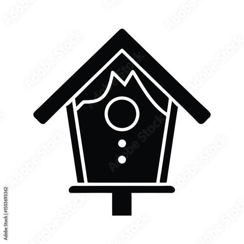 snow covered birdhouse icon vector illustration