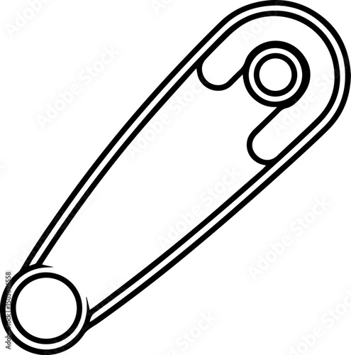 safety pin outline vector illustration, coloring book page line art