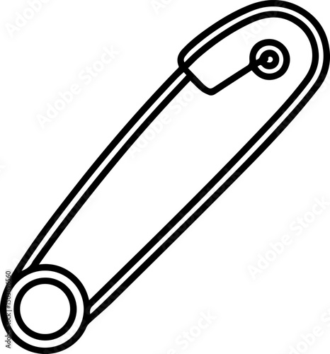 safety pin outline vector illustration, coloring book page line art