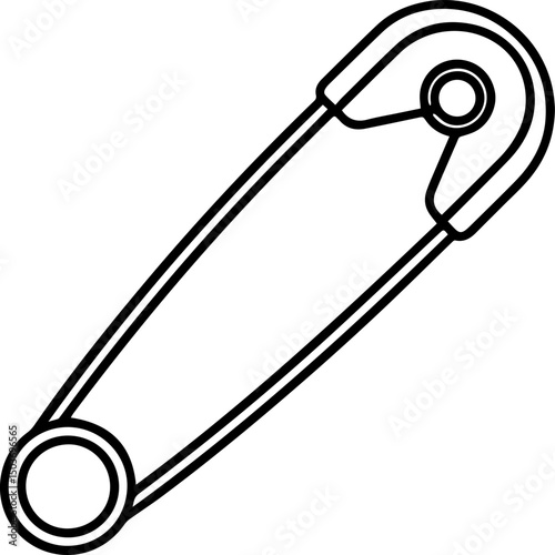 safety pin outline vector illustration, coloring book page line art