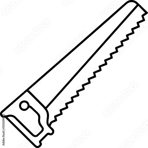 saw tool outline vector illustration, coloring book page line art	