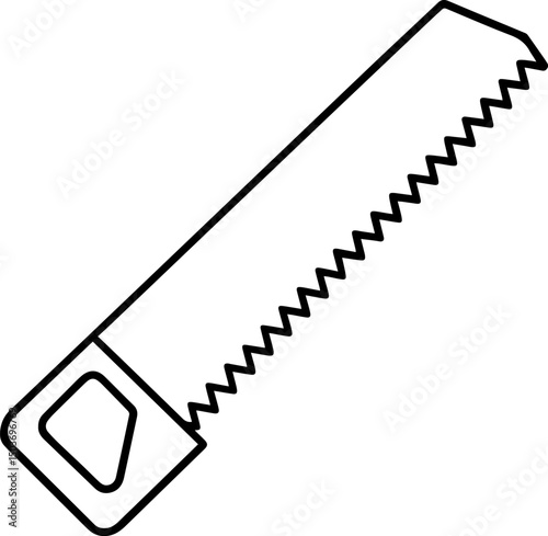 saw tool outline vector illustration, coloring book page line art	
