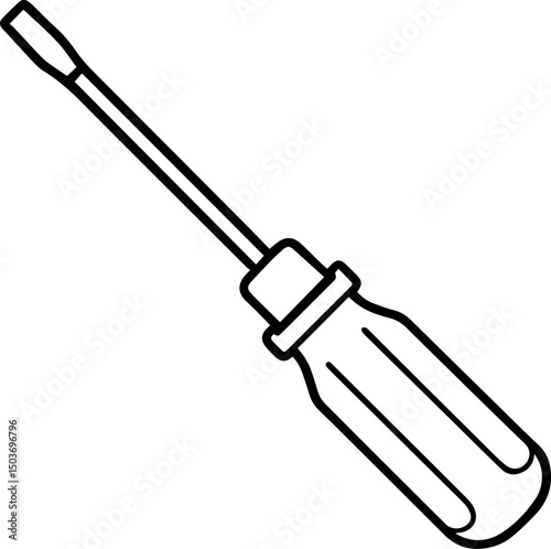 screwdriver outline vector illustration, coloring book page line art	