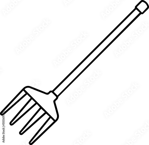 rake outline vector illustration, coloring book page line art