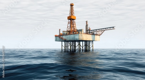 Offshore oil rig, still waters