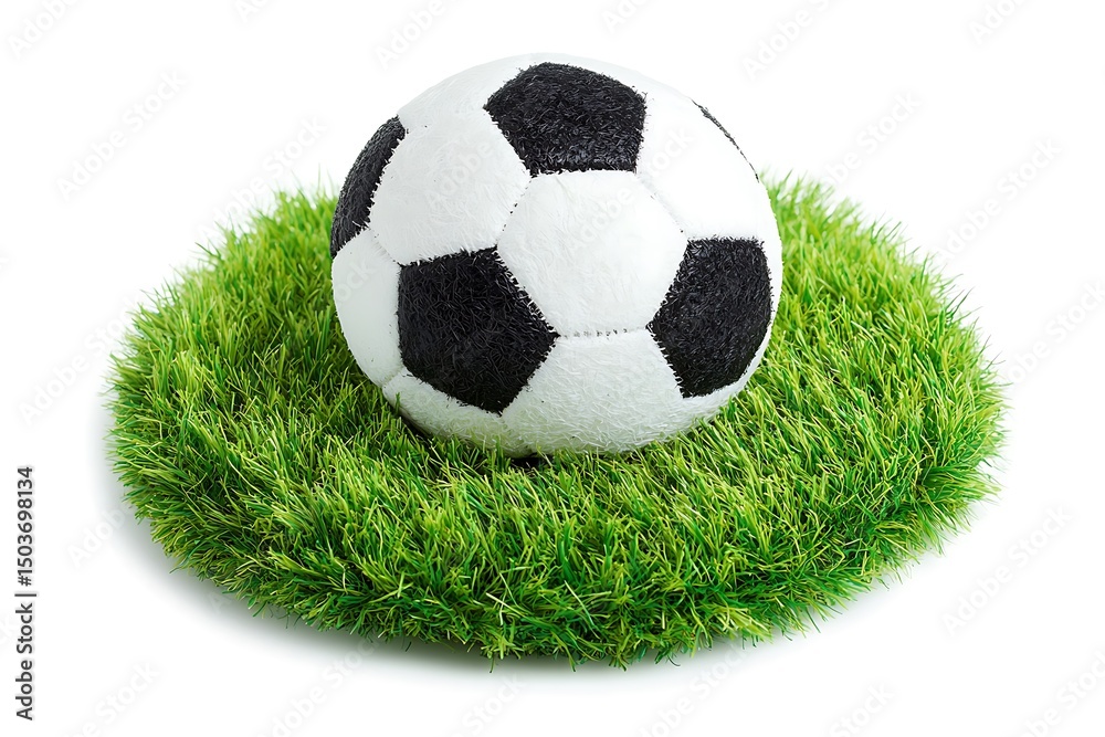 Obraz premium soccer ball sits on a patch of green grass
