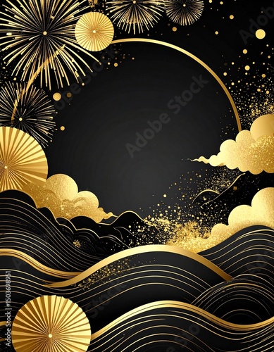 黒の和風背景素材