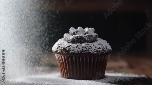 cupcake with chocolate and sugar powder