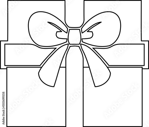 Simple Gift Box with Bow Line Icon - Present Wrapping & Celebration Symbol