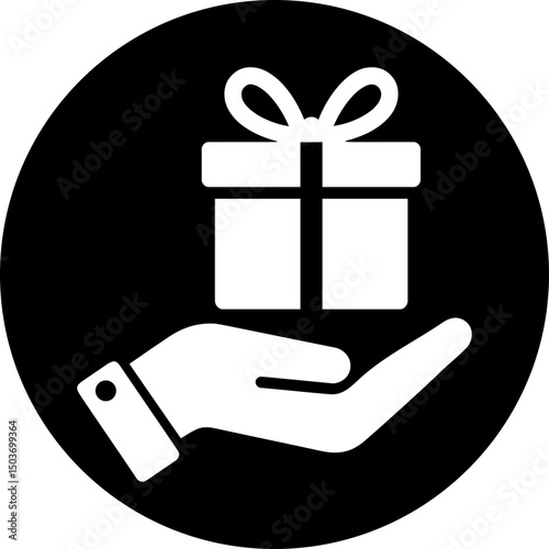 Hand Holding Gift Box Icon - Offering Present Symbol