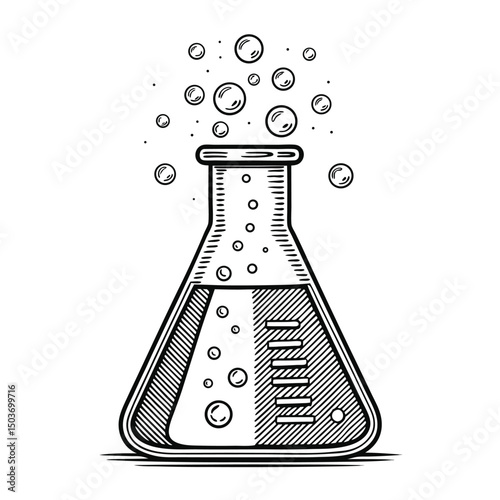 laboratory flask with chemical formula