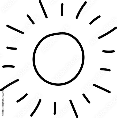 Hand-Drawn Sun with Rays