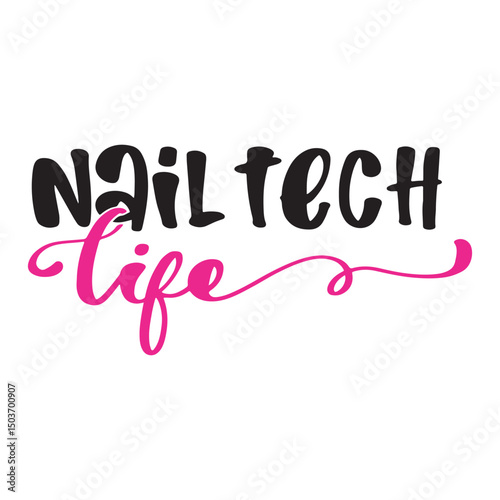 Beauty manicure master quotes about nails. Beautiful nails design. Just nail it Phrase Lettering. Handwritten lettering about nails and manicure. Inspiration quote for beauty salon, print or card.