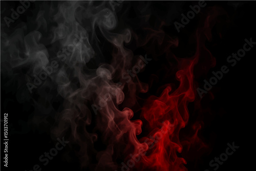 Abstract gray smoke red on black color abstract background.