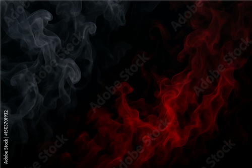 Abstract gray smoke red on black color abstract background.