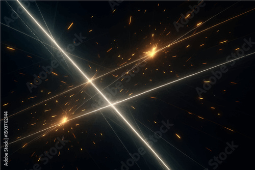 Abstract white light lines background with sparks.