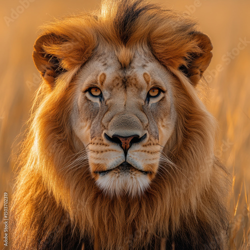 Lion in field.