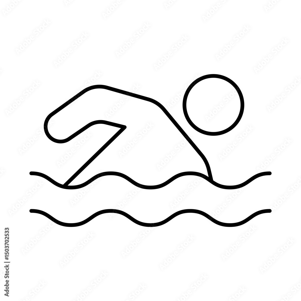 Swimming Line Icon. Fitness, Health, Healthy Lifestyle, Wellbeing, Exercise, Health Care, Sport, Workout Editable Stroke Vector Illustration Swimming Line Icon. Fitness, Health, Healthy Lifestyle, Wellbeing, Exercise, Health Care, Sport, Workout Editable Stroke Vector Illustration