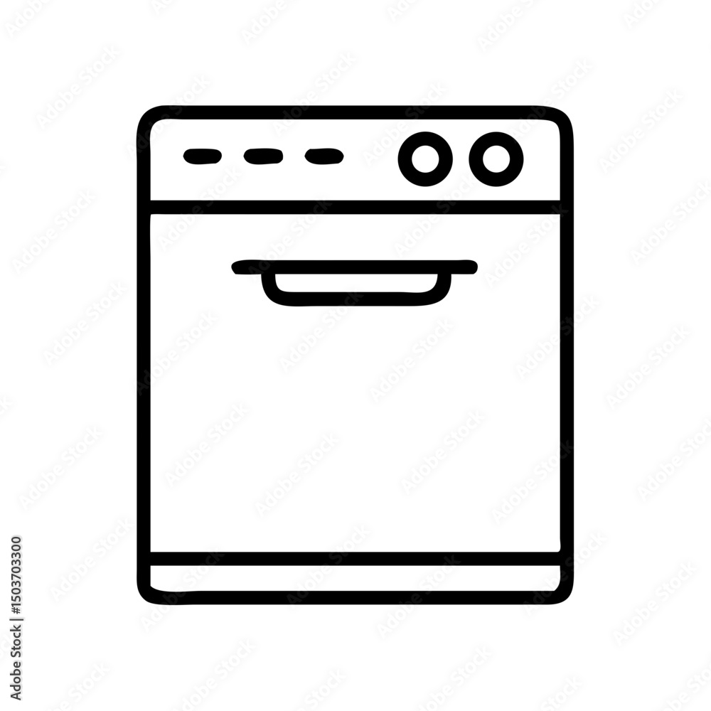 Dishwasher icon in minimalistic style with simple line design Dishwasher icon in minimalistic style with simple line design