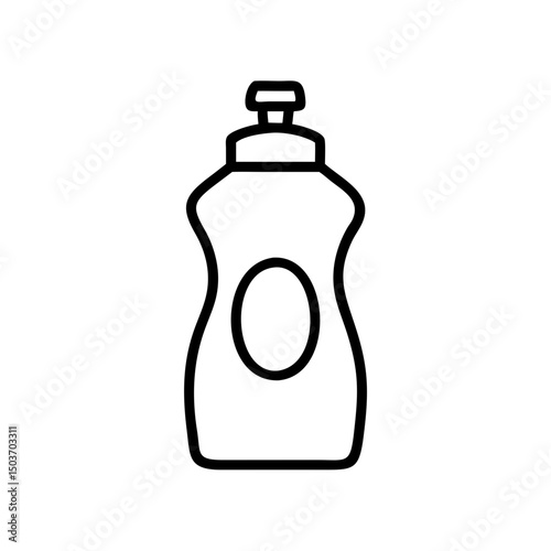 Dish soap bottle icon in minimalist design for cleaning concept  