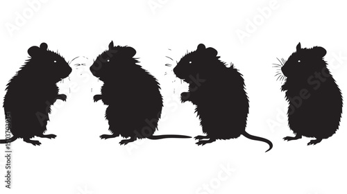 Hamsters silhouette isolated in White background