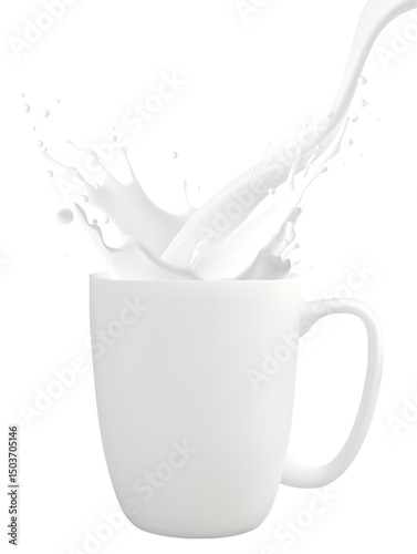 flow cow milk crown splash closeup cup glass background vector illustration