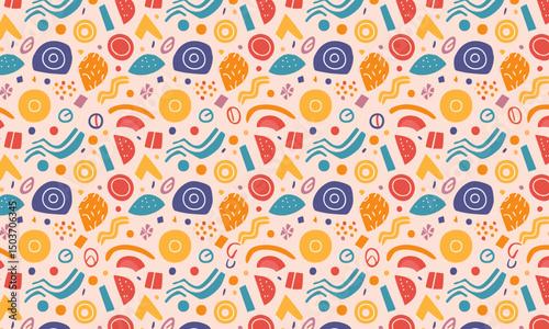 tomic Age Abstract: Retro Surreal Pattern with Bizarre & Colorful Motifs 