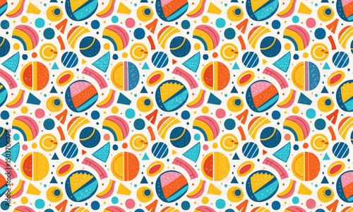 Whimsical Surreal Abstract: Playful Shapes & Vibrant Color Pattern