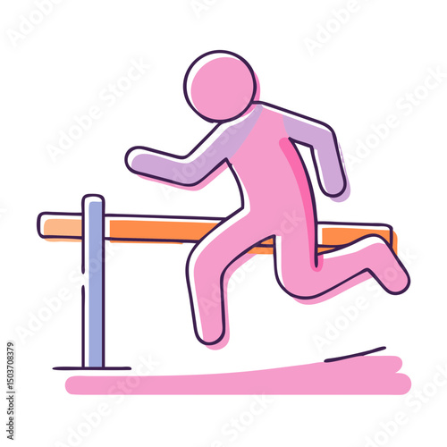 A minimalist flat illustration of a person jumping over a hurdle, perfect for websites/blogs on sports, overcoming challenges, fitness, or competition.

